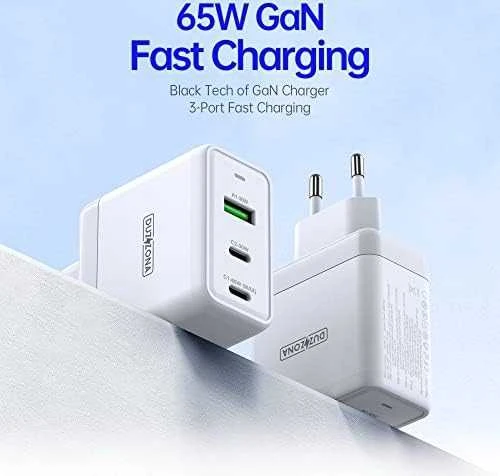 Įkroviklis DUZZONA T1 65W 2xUSB-C/USB-A baltas