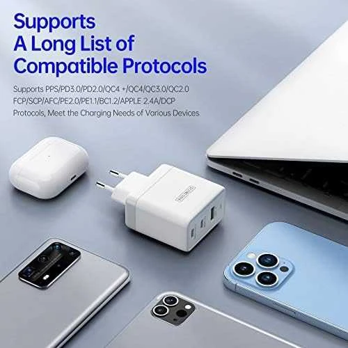 Įkroviklis DUZZONA T1 65W 2xUSB-C/USB-A baltas
