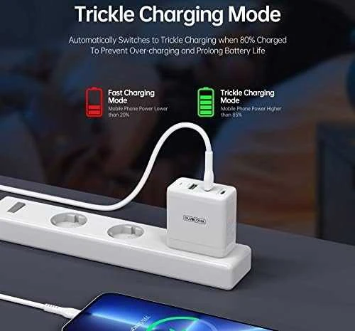 Įkroviklis DUZZONA T1 65W 2xUSB-C/USB-A baltas