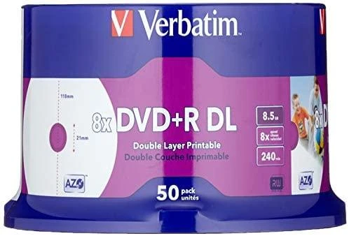 Verbatim 43703 neįrašytas DVD diskas 8,5 GB DVD-R 50 vnt