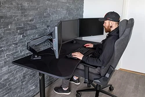 Žaidimų stalas Arozzi Arena Gaming Desk, Reguliuojamo aukščio 710-810mm, Juodas