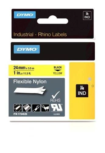 Rhino Professional, žymėjimo lankstaus nailono juosta, 24 mm, juodas tekstas ant geltonos juostos, 3,5 m DYMO / 1734525