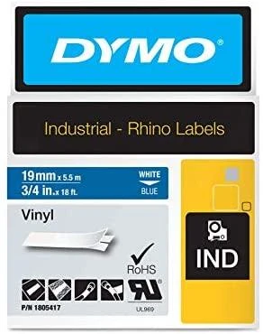 DYMO Rhino Professional, žymėjimo juosta, 19mm, baltas tekstas ant mėlynos juostos, 5,5 m DYMO / 1805417