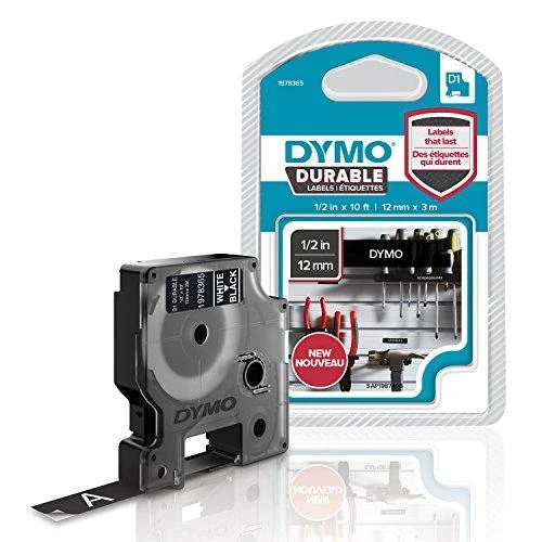 DYMO D1 Durable - Baltas on Juodas - 12mm etikečių juostelė Balta ant juodo
