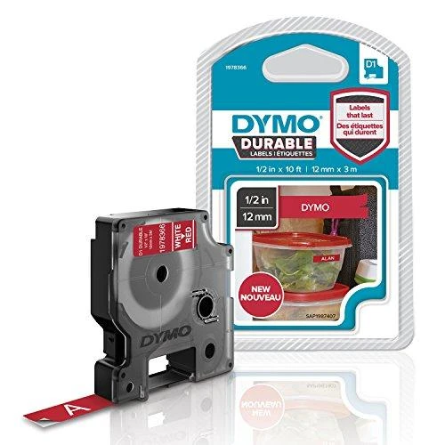 DYMO D1 Durable Juostelė 12mm x 3m / baltas ant raudonos (1978366)