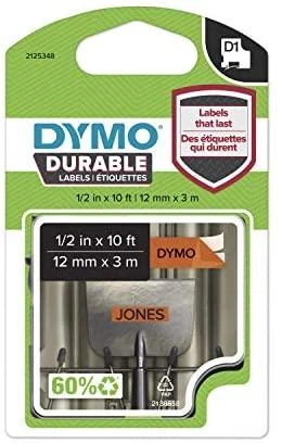 DYMO D1 Durable Juostelė 12mm x 3m / juodas ant oranžinės (1978367)