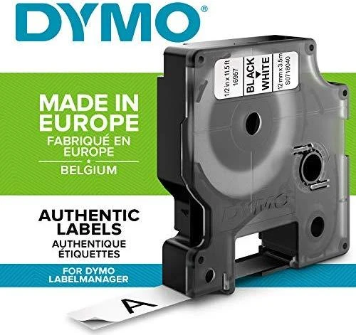 D1 ženklinimo juosta „flex nylon“ 19mm, juoda, balta, juodas tekstas ant baltos juostos, 3,5 m DYMO / 16958