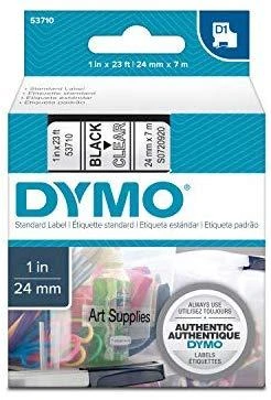 DYMO D1 Standard - Juodas on Transparent - 24mm etikečių juostelė Juoda ant skaidrios