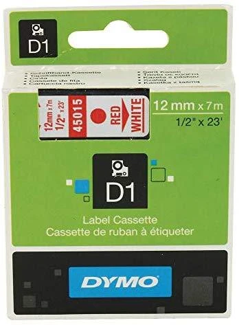 Juostelė DYMO D1 12mm x 7m, vinilinė, raudona ant balto / S0720550 45015
