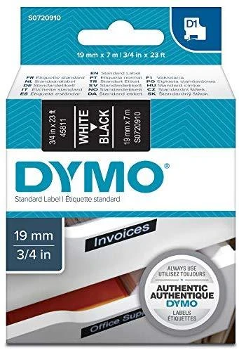 D1, žymėjimo juosta, 19mm, baltas tekstas ant juodo juostos, 7m - 45811 DYMO / S0720910