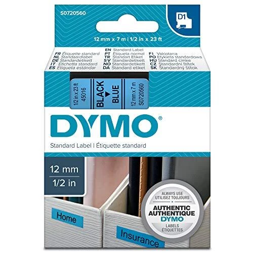 Juostelė DYMO D1 12mm x 7m, Juodai ant Mėlyno