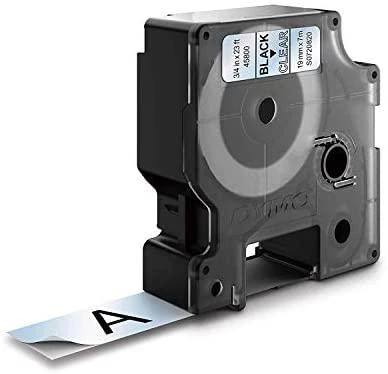 D1, žymėjimo juosta, 19mm, juodas tekstas ant skaidrios juostos, 7m - 45809 DYMO / S0720820