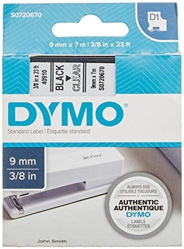 Juostelė DYMO D1 9mm x 7m, juoda ant permatomo / S0720670 40910