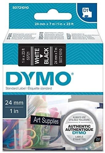DYMO D1 Juostelė 24mm x7m / baltas ant juodos (53721 / S0721010)
