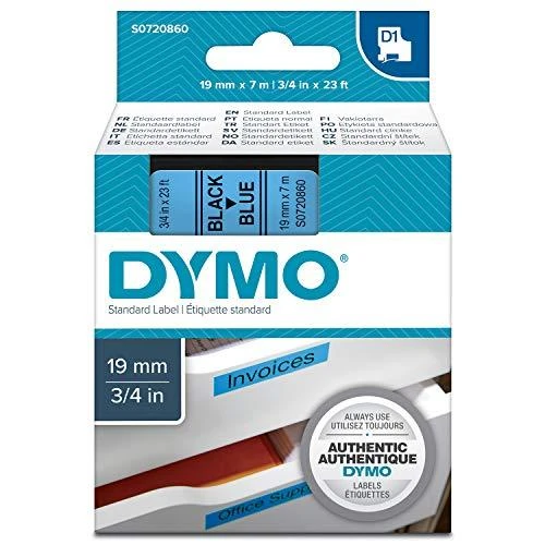 D1, prekės ženklo juosta, 19mm, juodas tekstas ant mėlynos juostos, 7m - 45806 DYMO / S0720860