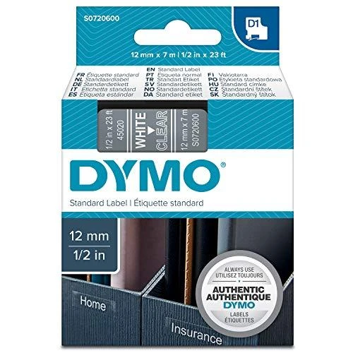 DYMO S0720600 D1 Juostelė 12mm x 7m (skaidri / baltas šifras)