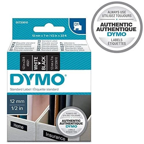 Juostelė DYMO D1 12mm x 7m, vinilinė, balta ant juodo / S0720610 45021
