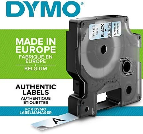 Juostelė DYMO D1 12mm x 7m, vinilinė, juoda ant permatomo / S0720500 45010