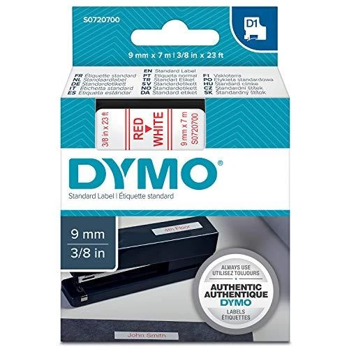 DYMO D1 Juostelė 9mm x 7m / raudonas ant baltos (40915 / S0720700)