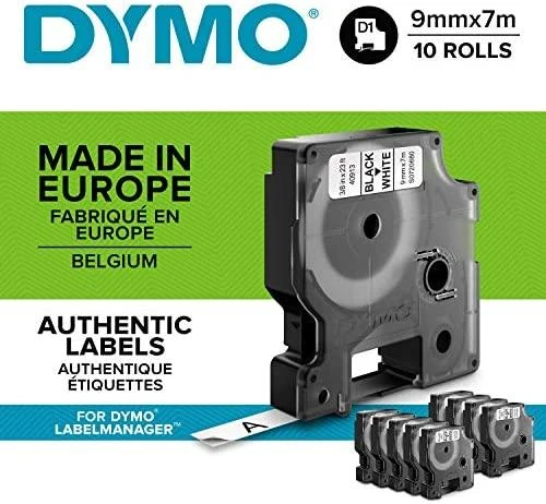Dymo taśma do drukarek etykiet, D1 40913 | 9mm x 7m | juoda / balta | 10 vnt (S0720680_10)