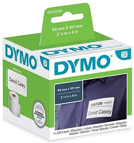 Dymo 99014 (S0722430) Etikečių ritinėlis Juodas on Baltas, 54mm x 101mm, 220 Lipdukų