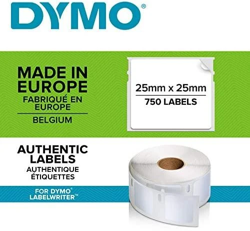 DYMO LabelWriter kvadratinės universalios etiketės, 25x25mm, 750vnt, baltas S0929120