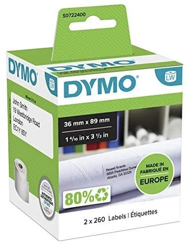 Etiketės DYMO LabelWriter 36x89 mm, 2x260 vnt. / S0722400 99012
