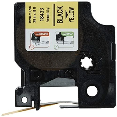 Juostelė DYMO Rhino 19mm x 5.5m, vinilinė, juoda ant geltono / S0718470 18433