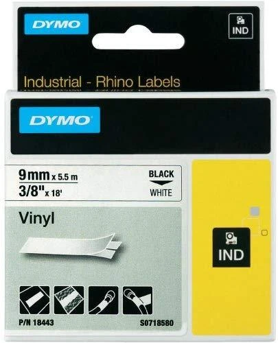 Dymo Vinilinė juostelė RHINO 9MMx5.5M, JUODA/BALTA