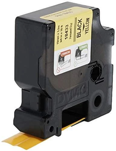 Juostelė DYMO Rhino 19mm x 5.5m, vinilinė, juoda ant geltono / S0718470 18433
