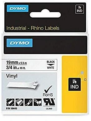 Juostelė DYMO Rhino 19mm x 5.5m, vinilinė, juoda ant balto / S0718620 18445