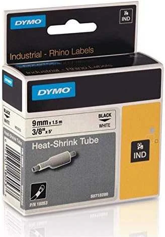 DYMO 18053 RHINO Termo vamzdelis 9mm x 1,5m (balta / juodas šifras)
