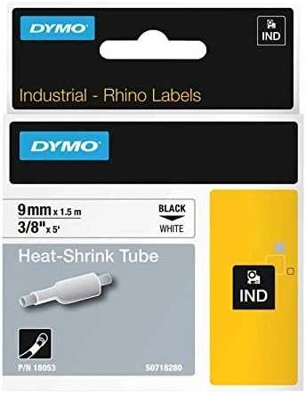 DYMO 18053 RHINO Termo vamzdelis 9mm x 1,5m (balta / juodas šifras)