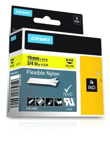DYMO Rhino Nailono Juostelė 19mm x 3.5m / juodas ant geltonos (18491)