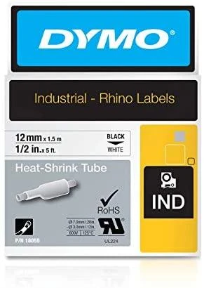 Juostelės etikečių spausdintuvams Dymo RHINO, vinilinė balta, 12mm x 1,5 m