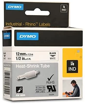 Juostelės etikečių spausdintuvams Dymo RHINO, vinilinė balta, 12mm x 1,5 m