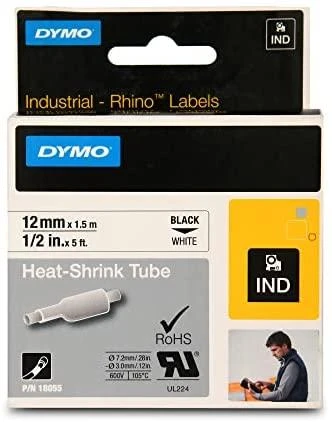 Juostelės etikečių spausdintuvams Dymo RHINO, vinilinė balta, 12mm x 1,5 m
