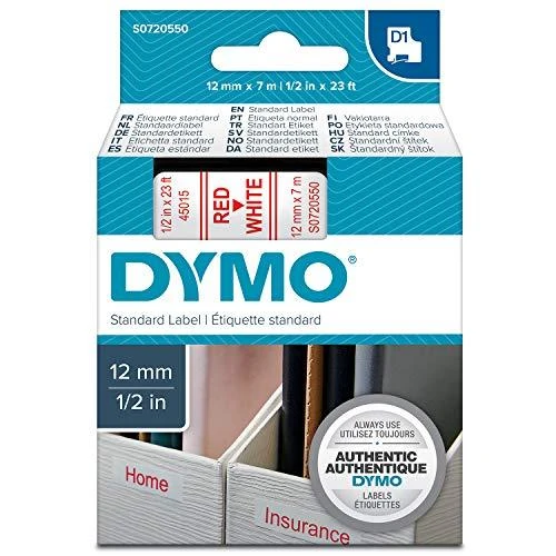 Juostelė DYMO D1 12mm x 7m, vinilinė, raudona ant balto / S0720550 45015
