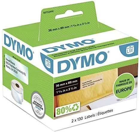 DYMO LW - Large Address Labels - 36 x 89 mm - S0722410 Permatomas Lipni spausdintuvo etiketė