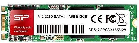 Silicon Power SSD M.2 2280 A55 512 GB, SSD sąsaja SATA III, Rašymo greitis 530 MB/s, Skaitymo greitis 560 MB/s