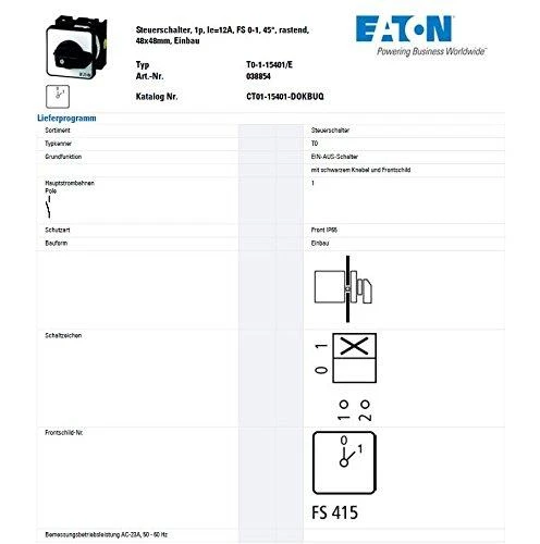 „Eaton Cam“ jungiklis 20A T0-1-15401/E 038854