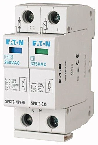 „Eaton“ viršįtampio iškroviklis D 2P 2,5 kA 1kV SPDT3-335-1 + NPE (170487)