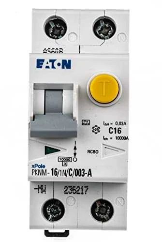 Eaton Liekamosios srovės grandinės pertraukiklis PKNM-16 / 1N / C / 003-A 2P 16A C 0.03A tipas A - 236217