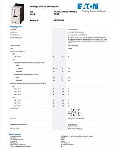 Eaton maitinimo kontaktorius DILM95 230V/240V 50Hz/60Hz – 239480