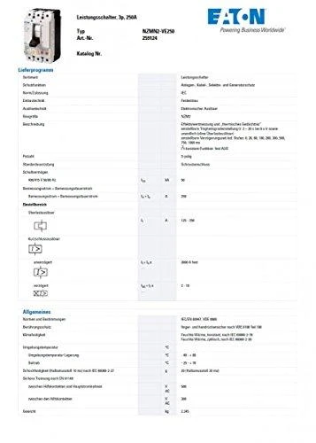 Eaton NZMN2-VE250 MAITINIMO JUNGIKLIS 3 polių