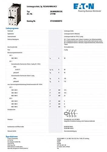Eaton maitinimo kontaktorius 24V DILM40 RDC24 - 277780