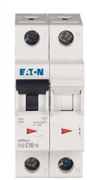 Eaton miniatiūrinis grandinės pertraukiklis FAZ-C16 / 1N 1 + NC 16A 15kA 278674