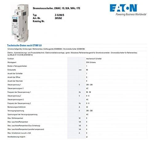 Eaton Impulsinis siųstuvas 16A 1Z 230V Z-S230 / S 265262