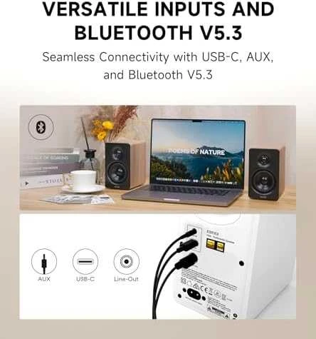 Kompiuterio kolonėlės Edifier kompaktiškos stalinės 2.0 kolonėlės | M60 | 66 W | „Bluetooth“ | Belaidė jungtis | Klasikinis ąžuolas