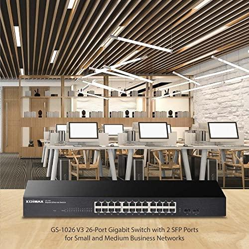 Šakotuvas EDIMAX 26 prievadų Gigabit jungiklis su 2 SFP prievadais